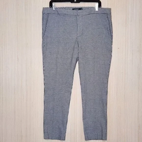 Lauren Ralph Lauren Black White Houndstooth Ankle Pants Career Dark Academia 14 - Picture 2 of 12